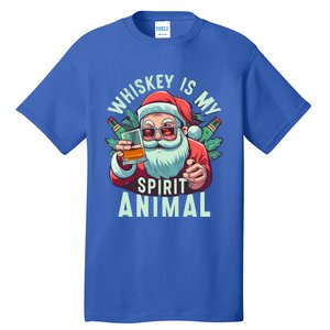 Whiskey Is My Spirit Animal Funny Santa Ing Christmas Funny Gift Tall T-Shirt