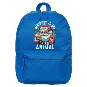 Whiskey Is My Spirit Animal Funny Santa Ing Christmas Funny Gift 16 in Basic Backpack