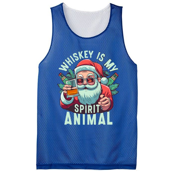 Whiskey Is My Spirit Animal Funny Santa Ing Christmas Funny Gift Mesh Reversible Basketball Jersey Tank