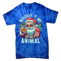 Whiskey Is My Spirit Animal Funny Santa Ing Christmas Funny Gift Tie-Dye T-Shirt