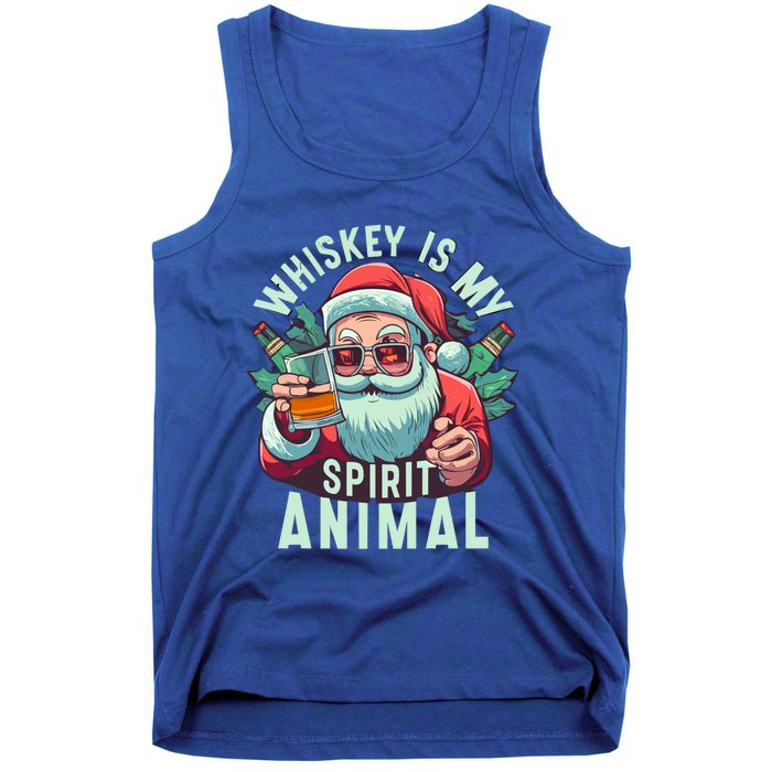 Whiskey Is My Spirit Animal Funny Santa Ing Christmas Funny Gift Tank Top