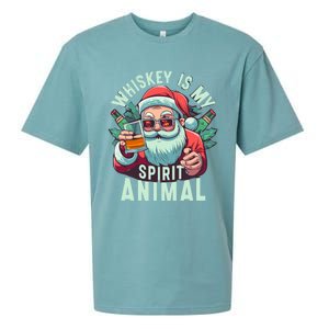 Whiskey Is My Spirit Animal Funny Santa Ing Christmas Funny Gift Sueded Cloud Jersey T-Shirt