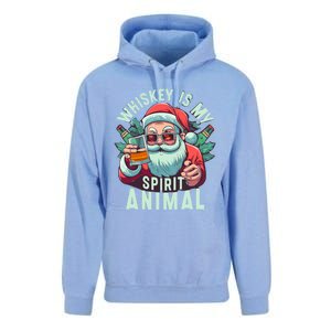 Whiskey Is My Spirit Animal Funny Santa Ing Christmas Funny Gift Unisex Surf Hoodie