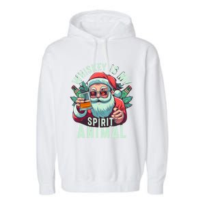 Whiskey Is My Spirit Animal Funny Santa Ing Christmas Funny Gift Garment-Dyed Fleece Hoodie