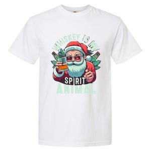 Whiskey Is My Spirit Animal Funny Santa Ing Christmas Funny Gift Garment-Dyed Heavyweight T-Shirt