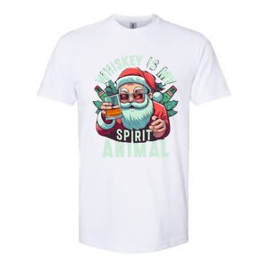 Whiskey Is My Spirit Animal Funny Santa Ing Christmas Funny Gift Softstyle CVC T-Shirt