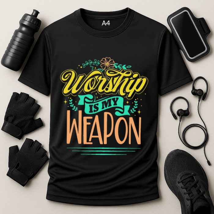 Worship Is My Weapon Christian Cooling Performance Crew T-Shirt