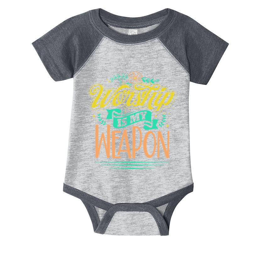 Worship Is My Weapon Christian Infant Baby Jersey Bodysuit