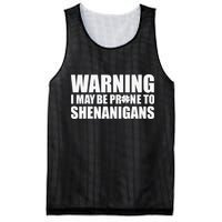 Warning I May Be Prone To Shenanigans St Patrick Day Mesh Reversible Basketball Jersey Tank