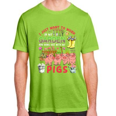 Work In My Garden And Hang Out With Pigs Three Pigs Floral Gift Adult ChromaSoft Performance T-Shirt