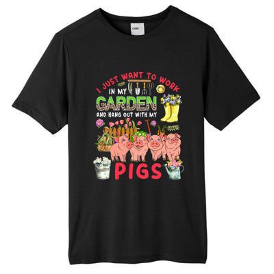 Work In My Garden And Hang Out With Pigs Three Pigs Floral Gift Tall Fusion ChromaSoft Performance T-Shirt