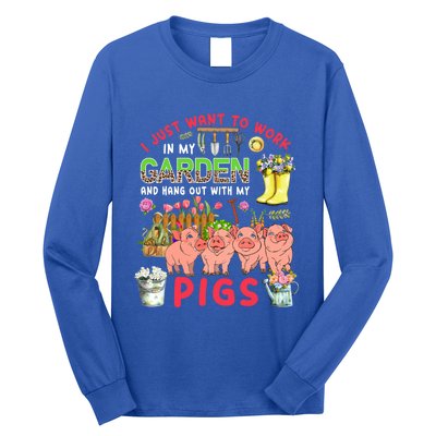 Work In My Garden And Hang Out With Pigs Three Pigs Floral Gift Long Sleeve Shirt