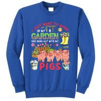 Work In My Garden And Hang Out With Pigs Three Pigs Floral Gift Sweatshirt