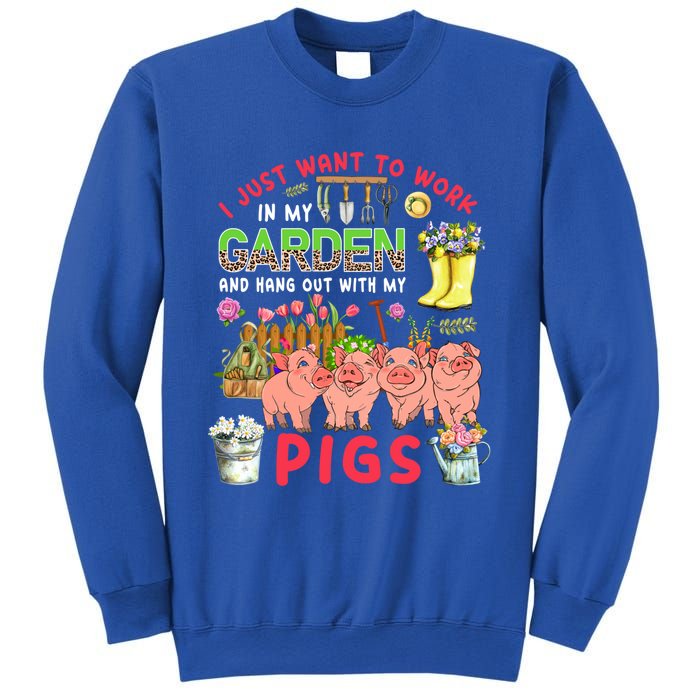 Work In My Garden And Hang Out With Pigs Three Pigs Floral Gift Sweatshirt