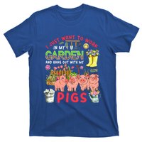 Work In My Garden And Hang Out With Pigs Three Pigs Floral Gift T-Shirt