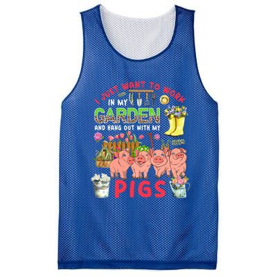 Work In My Garden And Hang Out With Pigs Three Pigs Floral Gift Mesh Reversible Basketball Jersey Tank