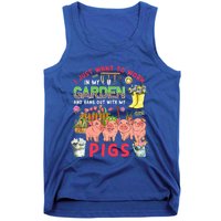 Work In My Garden And Hang Out With Pigs Three Pigs Floral Gift Tank Top