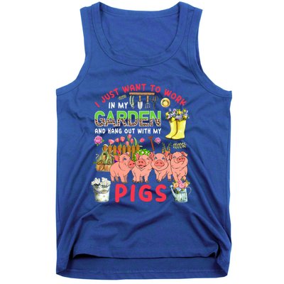 Work In My Garden And Hang Out With Pigs Three Pigs Floral Gift Tank Top