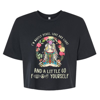 Wo I'm Mostly Peace Love And Light Funny Yoga Hippie Girl Wo V-Neck Bella+Canvas Jersey Crop Tee