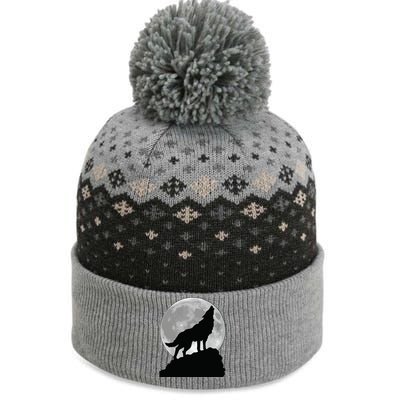 Wolf In Moon Light T Cool Full Dog Pup Howling The Baniff Cuffed Pom Beanie