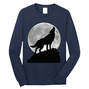 Wolf In Moon Light T Cool Full Dog Pup Howling Long Sleeve Shirt