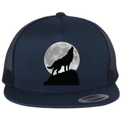 Wolf In Moon Light T Cool Full Dog Pup Howling Flat Bill Trucker Hat