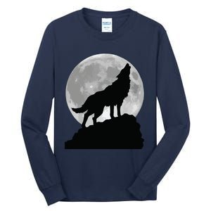 Wolf In Moon Light T Cool Full Dog Pup Howling Tall Long Sleeve T-Shirt