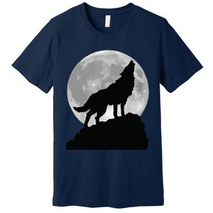 Wolf In Moon Light T Cool Full Dog Pup Howling Premium T-Shirt