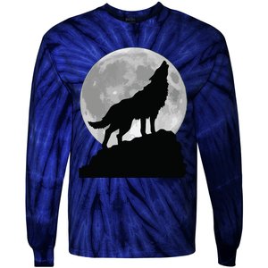 Wolf In Moon Light T Cool Full Dog Pup Howling Tie-Dye Long Sleeve Shirt