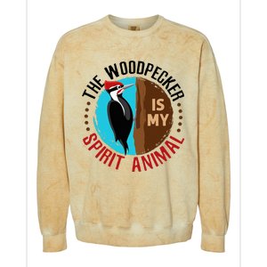 Woodpecker Is My Spirit Animal Bird Watcher Nerd Birder Colorblast Crewneck Sweatshirt