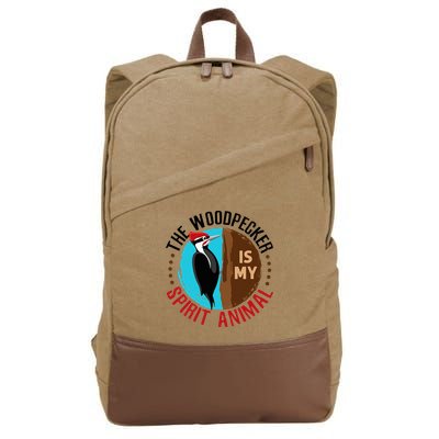 Woodpecker Is My Spirit Animal Bird Watcher Nerd Birder Cotton Canvas Backpack