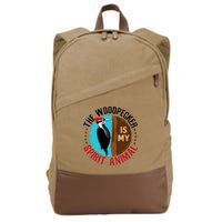 Woodpecker Is My Spirit Animal Bird Watcher Nerd Birder Cotton Canvas Backpack