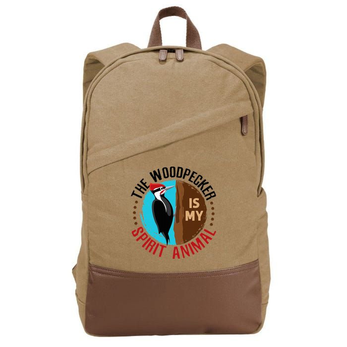 Woodpecker Is My Spirit Animal Bird Watcher Nerd Birder Cotton Canvas Backpack