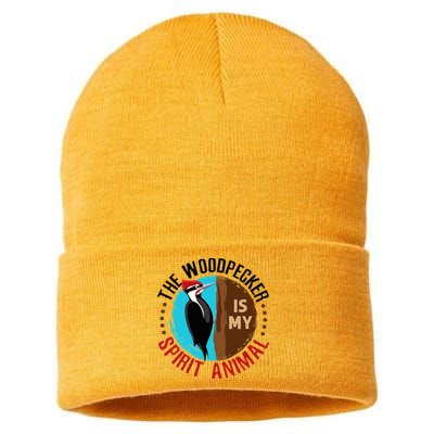 Woodpecker Is My Spirit Animal Bird Watcher Nerd Birder Sustainable Knit Beanie