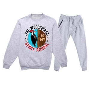 Woodpecker Is My Spirit Animal Bird Watcher Nerd Birder Premium Crewneck Sweatsuit Set