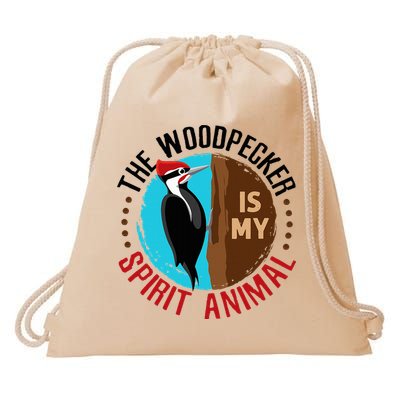 Woodpecker Is My Spirit Animal Bird Watcher Nerd Birder Drawstring Bag