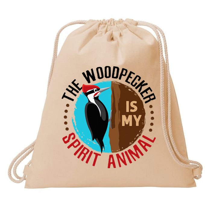 Woodpecker Is My Spirit Animal Bird Watcher Nerd Birder Drawstring Bag