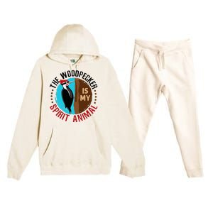 Woodpecker Is My Spirit Animal Bird Watcher Nerd Birder Premium Hooded Sweatsuit Set