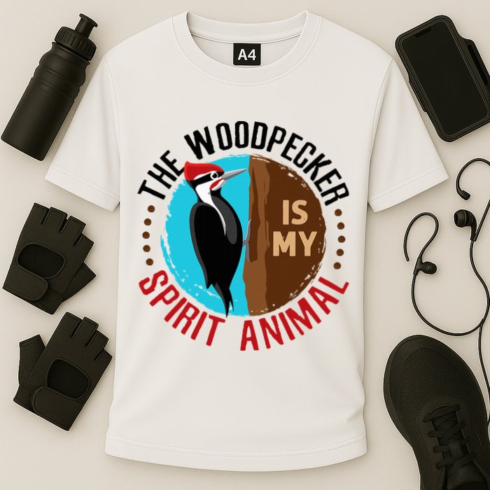 Woodpecker Is My Spirit Animal Bird Watcher Nerd Birder Cooling Performance Crew T-Shirt