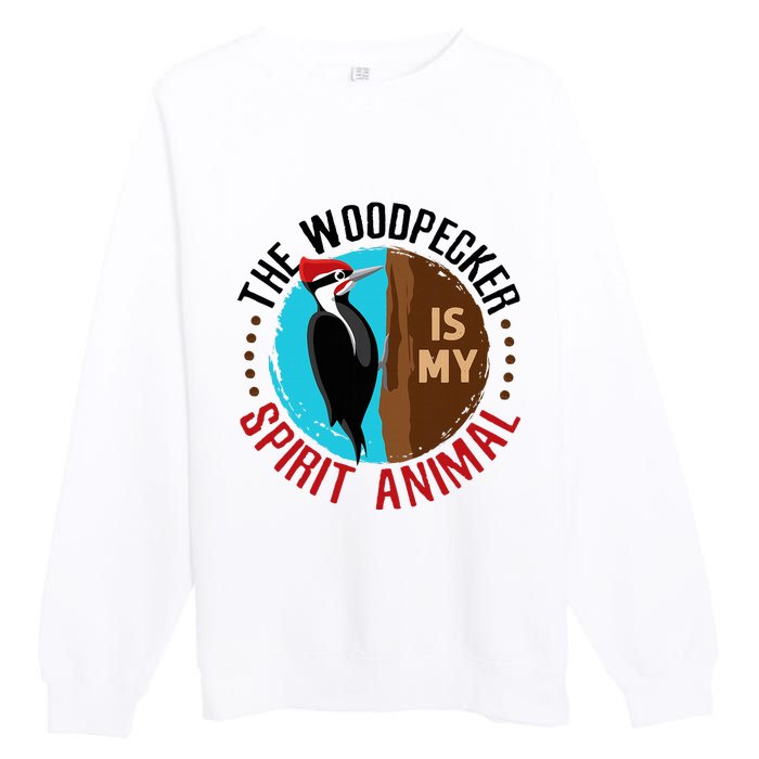 Woodpecker Is My Spirit Animal Bird Watcher Nerd Birder Premium Crewneck Sweatshirt