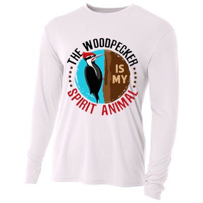Woodpecker Is My Spirit Animal Bird Watcher Nerd Birder Cooling Performance Long Sleeve Crew