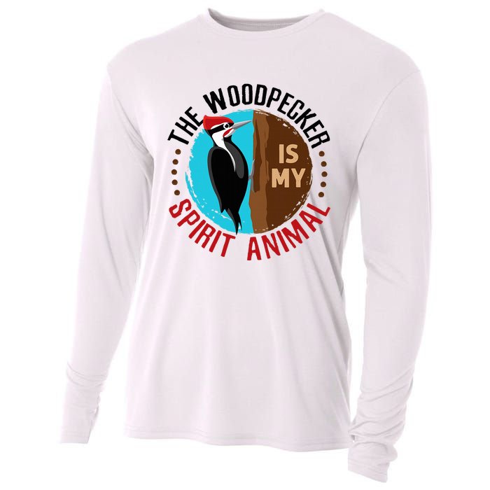 Woodpecker Is My Spirit Animal Bird Watcher Nerd Birder Cooling Performance Long Sleeve Crew