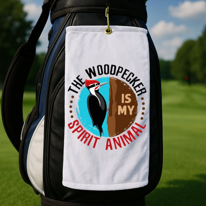 Woodpecker Is My Spirit Animal Bird Watcher Nerd Birder Golf Towel
