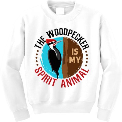 Woodpecker Is My Spirit Animal Bird Watcher Nerd Birder Kids Sweatshirt
