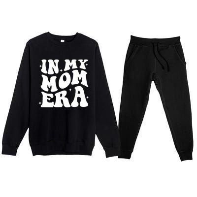 Women In My Mom Era Lover Groovy Retro Mama Mothers Day Premium Crewneck Sweatsuit Set