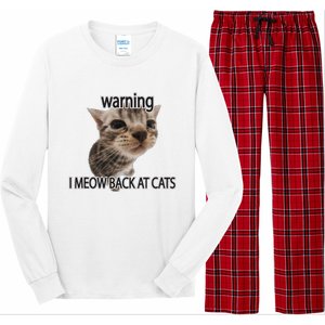 Warning I Meow Back At Cats Long Sleeve Pajama Set