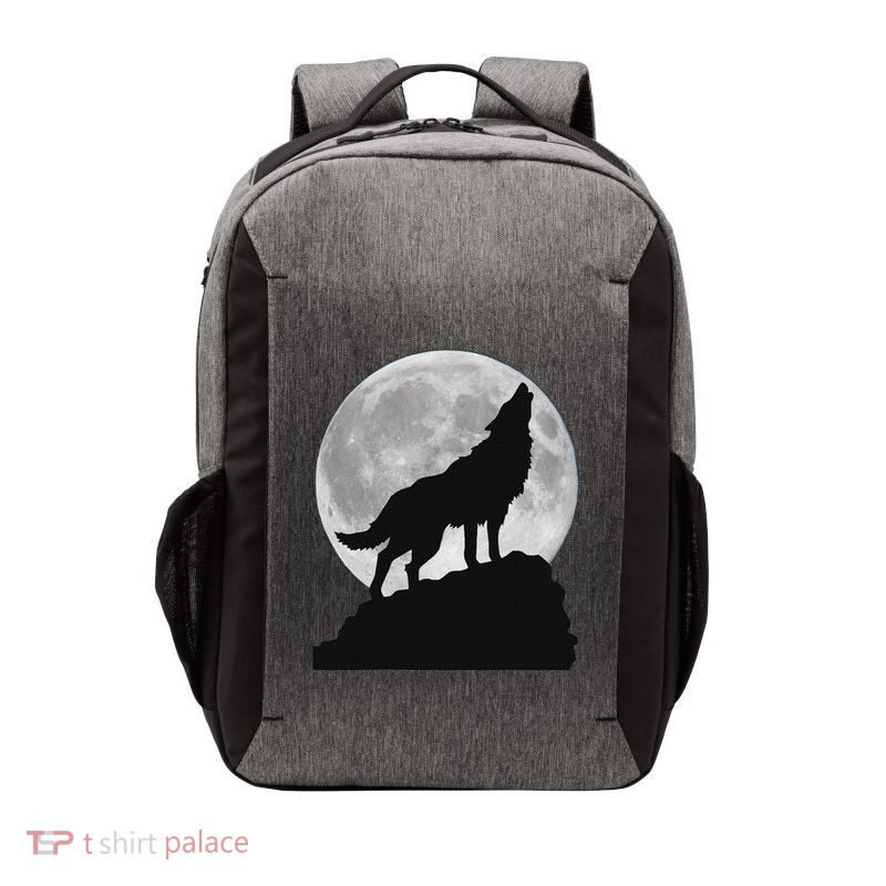Wolf In Moon Light Cool Full Dog Pup Howling Vector Backpack