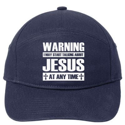 Warning I May Start Talking About Jesus 7-Panel Snapback Hat