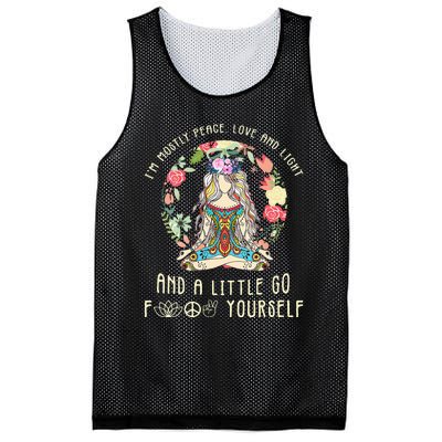 Womens Im Mostly Peace Love And Light And A Little Go Yoga Flower Mesh Reversible Basketball Jersey Tank