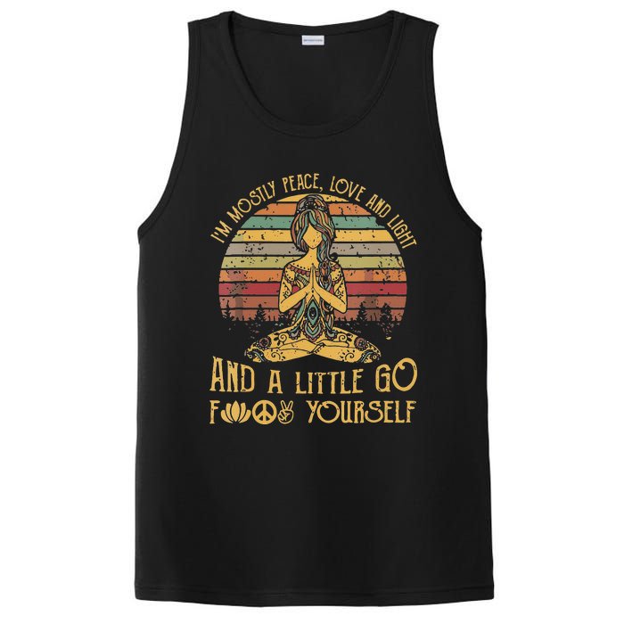 Womens Im Mostly Peace Love And Light And A Little Go Yoga PosiCharge Competitor Tank